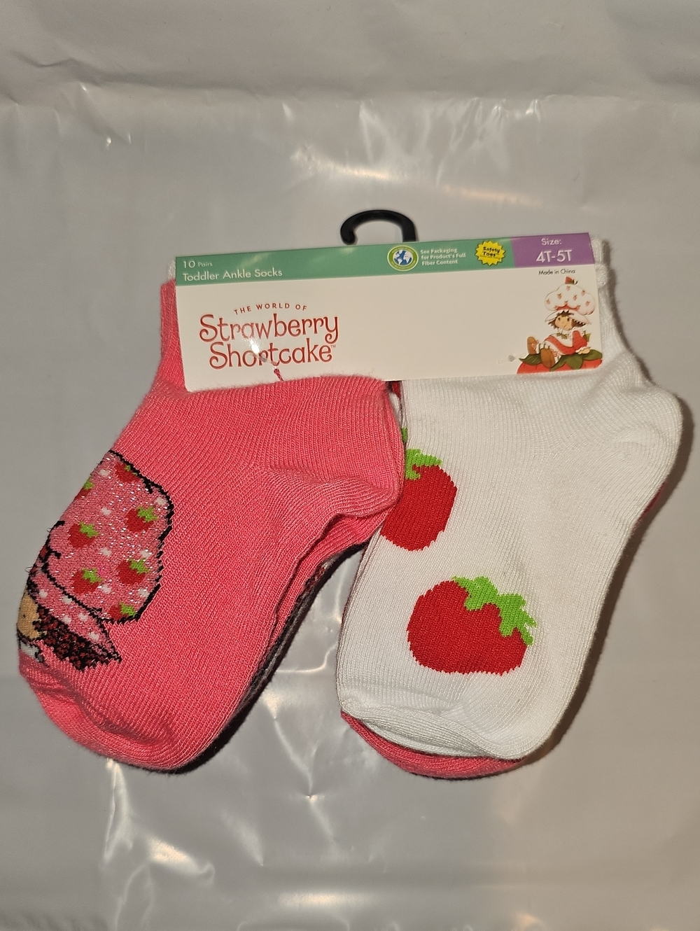 Strawberry Shortcake Character Toddler Ankle Socks, 10-pack, Size 4T-5T New
